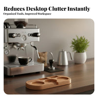Universal Fit Wooden Espresso Tamping Station Hand Polished Coffee Tamper Holder Base Food-Grade Finish for Home Baristas, Kitchen Counter