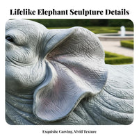 Realistic Elephant Sculpture Weather-Resistant Fiberglass Elephant Statue Sturdy Lawn Creature Artwork for Garden Enthusiasts, Family, Yard, Park