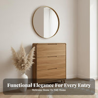 Footwear Storage Unit Space-saving Narrow Shoe Storage Cabinet with Solid Wood Frame Adjustable Drawers Tipping Mechanism Removable Partitions Suitable for Apartment Dwellers and Hallway Organization