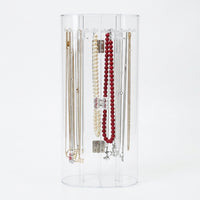 Necklace Organizer Jewelry Display Box, Curved Design with Door Opening, Home Storage and Retail Acrylic Stand with Cover