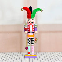 38cm Colorful Clown Nutcracker Wooden Decorative Figurine Christmas Ornament