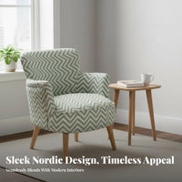 Plaid Upholstered Armchair Nordic Design Accent Chair Comfortable Seating Wooden Frame for Readers, Homeowners, Bedroom, Balcony