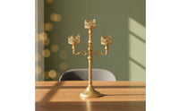 Gold-Finished Candelabra with Three Arms Twisted-Stem 3-Arm Candelabra Ornate Candlestick with Three Cups Elegant for Weddings