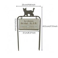 Feline Outline Stake Pointed Legs Metal Feline Garden Stake Hollow out Design