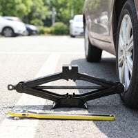 Slim-Profile Scissor Jack with Wheel Brace Folding Scissor Car Jack Portable Heavy-Duty for Motorists, Tire Changes