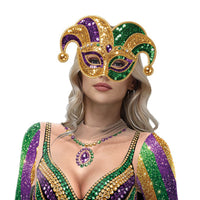 New Orleans Carnival Party Stage Performance Accessory Purple Green Gold Sequin Mask Costume