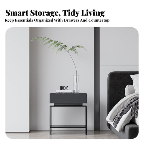 2-Drawer Bedside Chest Minimalist Design Side Cabinet Modern & Design Easy Assembly for Apartment Dwellers, Students, Office