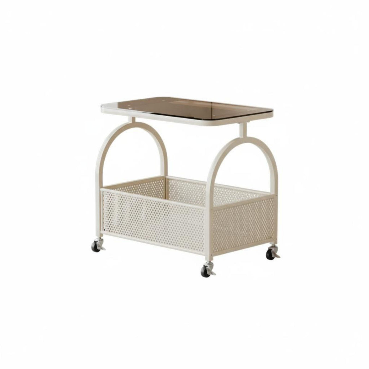 2-Tier Rolling Organizer with casters Side Table Easy to Assemble for Living Room