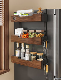 Ljxz Solid Wood Refrigerator Side Hanging Rack, Multi-layer Storage