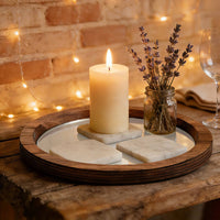 Mirror Tray Sturdy Round Wooden Tray for Dining Table