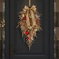Elegant Christmas Teardrop Swag | tapering, Christmas Swag with Bow, for Entryway