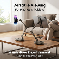 Heavy Duty Overhead Phone Mount, Adjustable Height Phone Stand Filming, Universal Compatibility Phone Holder for Video Calls, Desktop Filming Stand