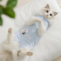 Cat Post Surgery Suit, Thin Cat Body Suit After Surgery with Fasteners, Anti-Licking Cat Spay Recovery Suit Female, Unisex Cat Recovery Suit Female