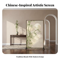 Traditional Chinese design Freestanding Panel Partition Double-Sided Pattern Room separater Opaque Fabric Space Separator Easy to stow for Fans of Asian Aesthetics, awayice Workers, Business Owners, Entryway, Studio Apartment, Bedroom, Restaurant