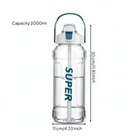 Sports Water Bottle with Straw Transparent Water Bottle with Straw Large-Capacity Leak-Resistant for Athletes, Fitness, Outdoor