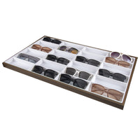 Wooden Display Tray for 24 Eyeglasses or Sunglasses, Walnut Finish
