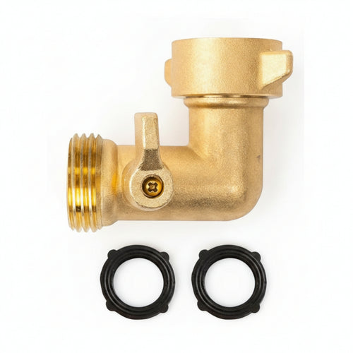 Shut-off Valve Brass Hose Elbow Gold-Toned Water Hardware