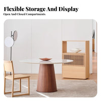 Multi-Compartment Cabinet Natural Wood Finish Floor Cabinet with Doors Modern Design Easy to Clean for Book Lovers, Home Office