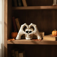 Skeleton with Skeletal Heart Halloween Cranium with Skeletal Hands Resin Cranium Figurine for Bookshelf, Eerie Dwelling