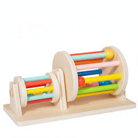 Early Education Infant Rolling Drum Toy Makes Sound Color Recognition Drum Detachable Rattle Built-in Mirror for Playroom