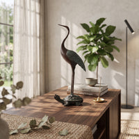 Crane Statue with Turtle Support Decorative Crane Sculpture on the Turtle Artistic Decor for Adults, Study, Living Room, Office