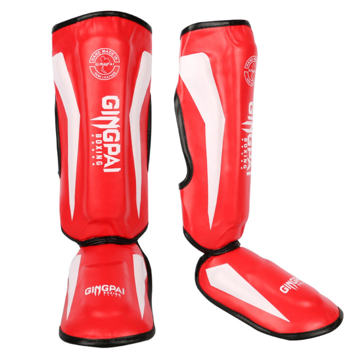High Force Protection Muay Thai Leg Guards Adjustable Straps Muay Thai Shin Guards Long-Lasting PU Leather for Adults, Men, Training, Gym