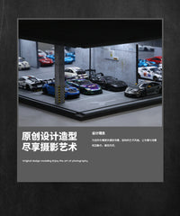 1:64地下停车库场景模型仿真合金车模展示防尘收纳小汽车灯光摆件