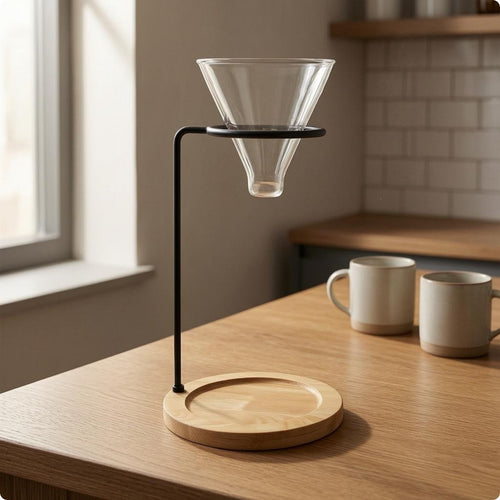Coffee Dripper Stand Circular Top Hoop Wooden Coffee Dripper Stand Space Saving