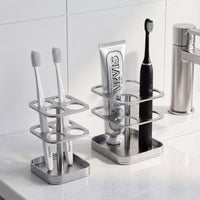 304 Stainless Steel Toothbrush Holder - Vintage Style Bathroom Organizer for Countertop