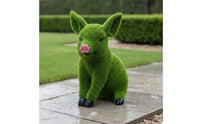 Flocked Pig Statue Weather Resistant Outdoor Decoration Handmade for Patio, Yard