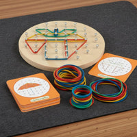 Geometry Board Educational Rubber Band Board Challenge Cards Included Geometry Toy for Students, Kids, Classroom