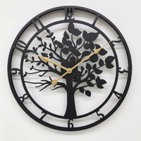 Wall Clock with Tree Silhouette Modern Metal Wall Clock Elegant for Living Room