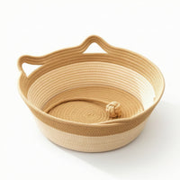 Cat Basket with Mat Handwoven Cat Basket Bed Braided for Living Room