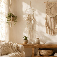 Moon Tassel Wall Decor Handmade Rope Wall Tapestry Boho Style