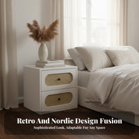 Rattan-Front Drawer Cabinet Vintage Aesthetic Rattan Front Cabinet for Families