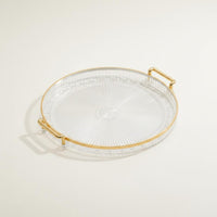 Gold Rim Snack Tray Decorative Round Party Platter Break-Resistant