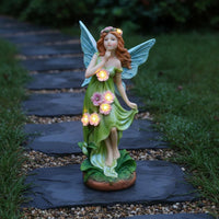 Solar Fairy Light Statue Resin Craft Outdoor Angel Lamp Figurine for Yard, Patio