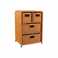 3-Drawer Woven Chest Nordic Design 3-Tier Woven Basket Stand Multi-Purpose