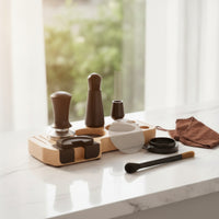 8 Pieces Espresso Accessories Set with Tamping Station Cleaning Brush Dosing Funnel Puck Screen Scoop-leveler Organizer Suitable for Coffee Enthusiasts Home Organization