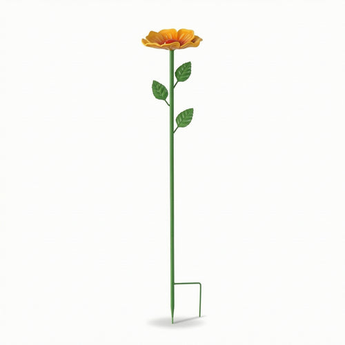 Flower Stake with Leaf Accents Decorative Yard Art Long-Lasting for Planter