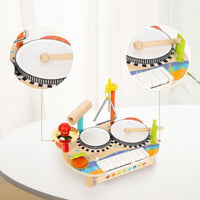 Allall-in-1 Wooden Musical Instrument Toy Multifunctional Toy Piano with Drums Multi-Functional Wooden Music Station Educational for Toddlers, Preschoolers, Kids, Playroom, Home, Daycare