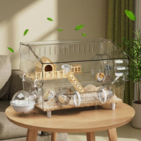 Large Hamster Cage with House Shape, Clear Acrylic Hamster House for Dwarf Hamsters, Easy to Clean Indoor Transparent Acrylic Hamster Cage