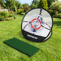 Golf Practice Net, 30cm Three-Layer Golf Chipping Net for Garden, Portable Indoor Outdoor Golf Net and Mat Set