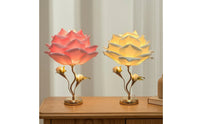 Gold Rose Table Lamp Elegant Flower Table Lamp Decorative Bedside Light Warm Glow for Bedroom, Nightstand, Reading Corner
