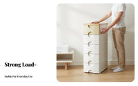 Space-Saving Wood Top Plastic Drawer Cabinet Multifunctional Multi-Layer Storage Unit Clutter-Unrestricted Organization Freestanding Drawer Organizer Minimalist Design for Students, Homeowners, Office Workers, Kids Room, Bedroom, Closet, Bathroom