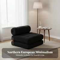 Foldable Single Lounger Two-wayUse Pull-Extendable Sleeper Armchair Configurable Minimalist Design for Young Adults, Living Room