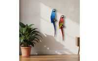 2 Pieces Parrot Decor with Perch Sculpted Artificial Parrot Lifelike for Garden