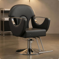 Hydraulic Styling Chair Round Base Salon Styling Chair Polished Finish