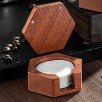 Hexagonal Coffee Filter Holder with Cutout Wooden Coffee Filter Holder Compact Organizer Solid Wood for Baristas, Kitchen Counter