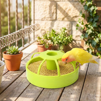 Automatic Bird Feeder and Cockatiel Feeder, Freestanding Budgie Feeder, Anti-Spill Indoor Bird Food Tray for Canary and Finch